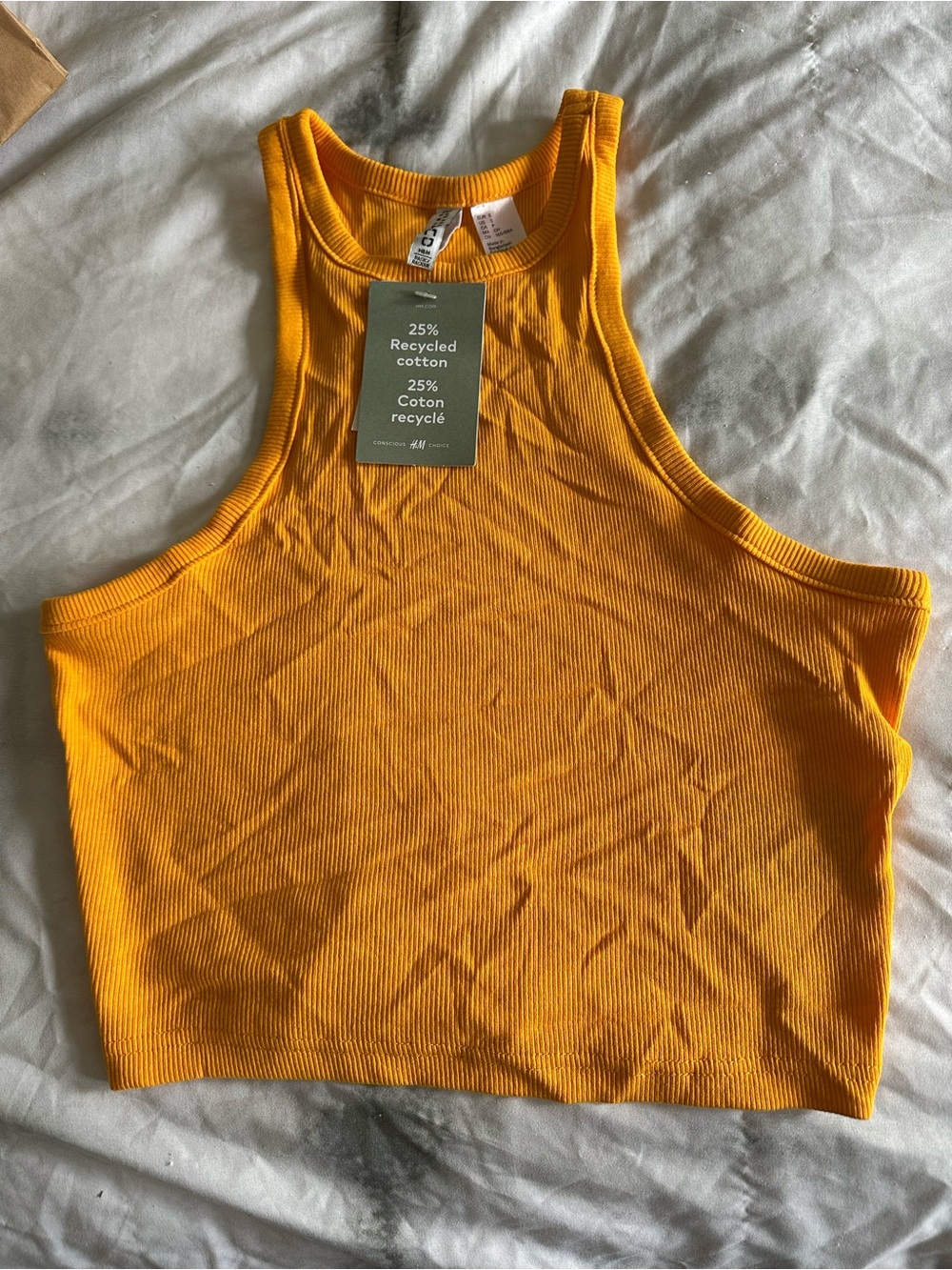 H&M Mustard Yellow Ribbed Crop Tank
